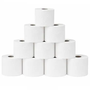 Horeca Toilet Paper, White, 3-Ply, Cellulose Material, White Color, Fragrance-Free, 16 Rolls/Pack