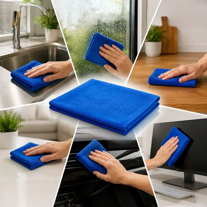 Multicolor Microfiber Cloths, Dimensions 40 x 40 cm, Blue, Weight 210 g/m2, 10 Pieces / Pack