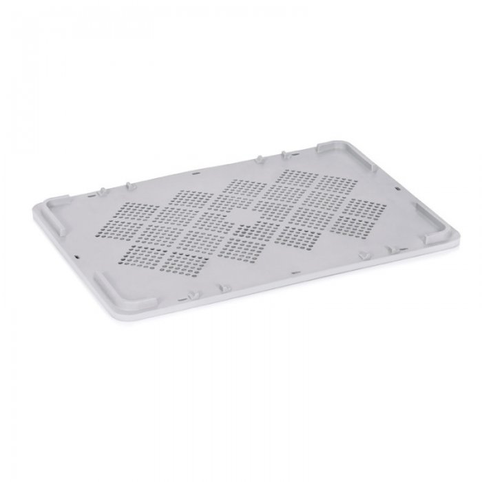 Capac 600 x 400 x 30 mm, Ventilat, Material PP Virgin, Gri-Lazi Pentru Transport