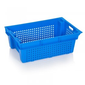 Lada Transport Hima 600 x 400 x 200 mm, Pereti Ventilati, Material PP Virgin, Albastra-Lazi Pentru Transport