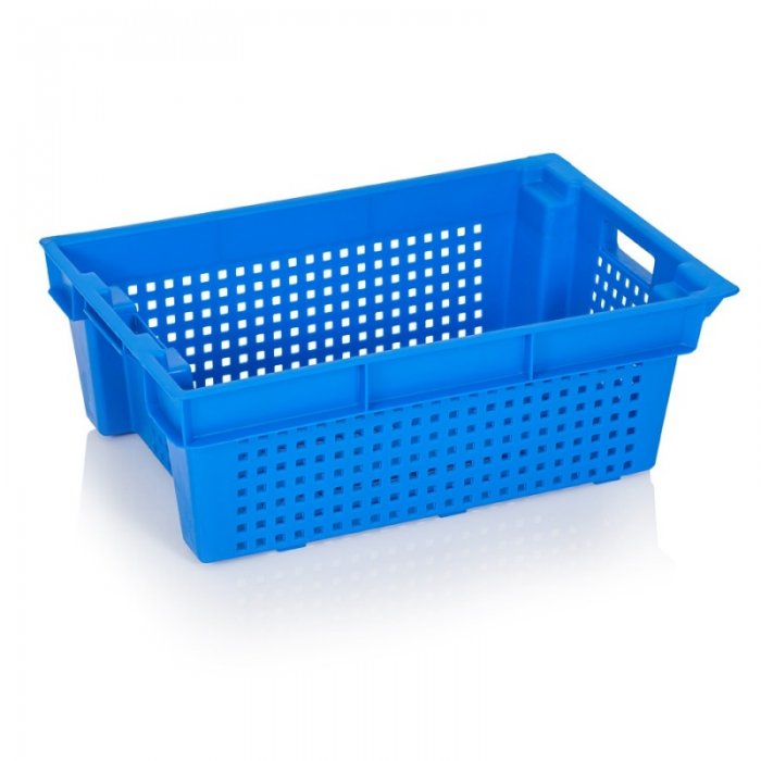 Lada Transport Hima 600 x 400 x 200 mm, Pereti Ventilati, Material PP Virgin, Albastra-Lazi Pentru Transport