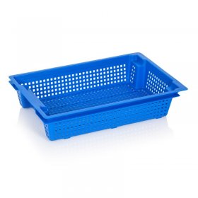Lada Transport Hima Pentru Fructe 600 x 400 x 120 mm, Pereti Ventilati, Material PP Virgin, Albastra-Lazi Pentru Transport