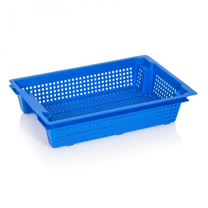 Lada Transport Hima Pentru Fructe 600 x 400 x 120 mm, Pereti Ventilati, Material PP Virgin, Albastra-Lazi Pentru Transport