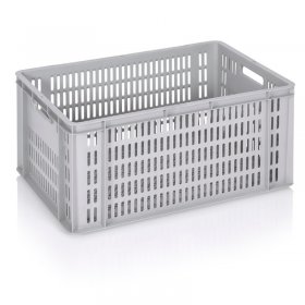 Lada Transport Euroline 600 x 400 x 300 mm, Baza/Pereti Ventilati, Material PP Virgin, Gri-Lazi Pentru Transport