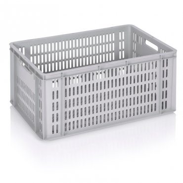 Euroline Transport Crate 600 x 400 x 300 mm, Ventilated Base/Walls, Virgin PP Material, Gray