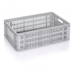 Lada Transport Euroline 600 x 400 x 200 mm, Baza/Pereti Ventilati, Material PP Virgin, Gri-Lazi Pentru Transport