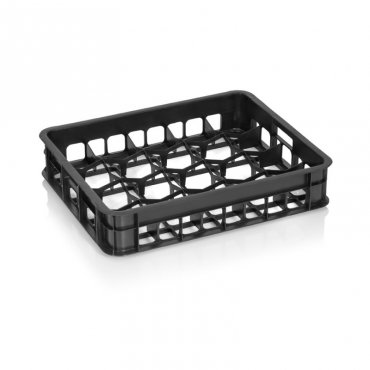 Crate for 20 Yogurts/Fruits 515 x 400 x 100 mm, Virgin PP Material, Black