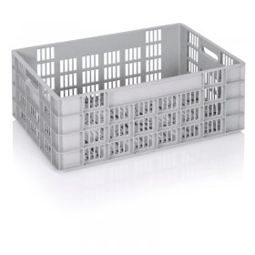 Lada Transport Euro 600 x 400 x 235 mm, Baza/Pereti Ventilati, Material PP Virgin, Gri-Lazi Pentru Transport