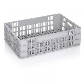 Lada Transport Euro 600 x 400 x 180 mm, Baza/Pereti Ventilati, Material PP Virgin, Gri-Lazi Pentru Transport