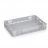 Lada Transport Euro 600 x 400 x 100 mm, Baza Solida, Pereti Ventilati, Material PP Virgin, Gri-Lazi Pentru Transport