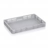 Lada Transport Euro 600 x 400 x 75 mm, Baza Solida, Pereti Ventilati, Material PP Virgin, Gri-Lazi Pentru Transport