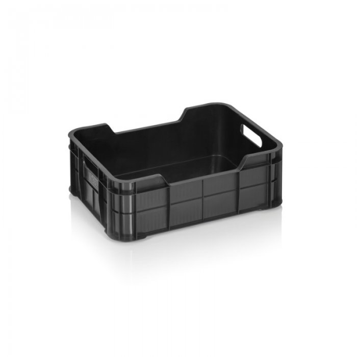 Lada Transport Pentru Rosii, Solida 400 x 300 x 150 mm, Material PP Virgin, Neagra-Lazi Pentru Transport