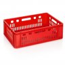 Lada Transport Pentru Carne 600 x 400 x 200 mm, Baza/Pereti Ventilati, Material PP Virgin, Rosie-Lazi Pentru Transport
