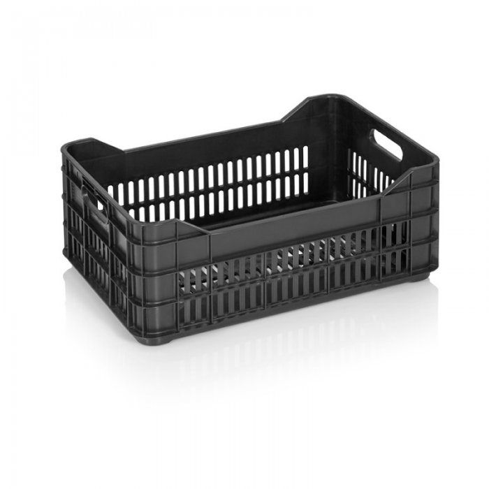 Lada Transport PSZ 530 x 350 x 215 mm, Pereti Ventilati, Material PP Virgin, Neagra-Lazi Pentru Transport