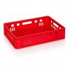Lada Transport Pentru Carne 600 x 400 x 140 mm, Baza Solida, Pereti Ventilati, Material PP Virgin, Rosie-Lazi Pentru Transport
