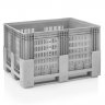 Boxpalet Perforat 1200 x 1000 x 760 mm, 3 Traverse, Capacitate 600 L, Material PP Virgin, Gri-Lazi Pentru Transport
