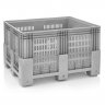 Boxpalet Perforat 1200 x 1000 x 760, 4 Picioare, Capacitate 600 L, Material PP Virgin, Gri-Lazi Pentru Transport