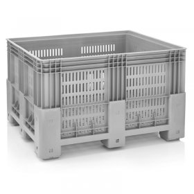Boxpalet Perforat 1200 x 1000 x 760, 4 Picioare, Capacitate 600 L, Material PP Virgin, Gri-Lazi Pentru Transport