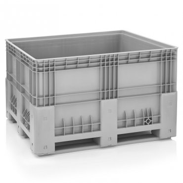 Boxpalet Solid 1200 x 1000 x 760 mm, 3 Traverse, Capacitate 600 L, Material PP Virgin, Gri