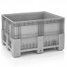Boxpalet Solid 1200 x 1000 x 760 mm, 4 Picioare, Capacitate 600 L, Material PP Virgin, Gri-Lazi Pentru Transport