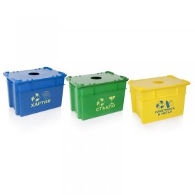 Container Pentru Reciclare 600 x 400 x 400 mm, 70 L, Material PP Virgin, Multicolor-Lazi Pentru Transport