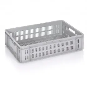 Lada Transport Euroline 600 x 400 x 160 mm, Baza/Pereti Ventilati, Material PP Virgin, Gri-Lazi Pentru Transport