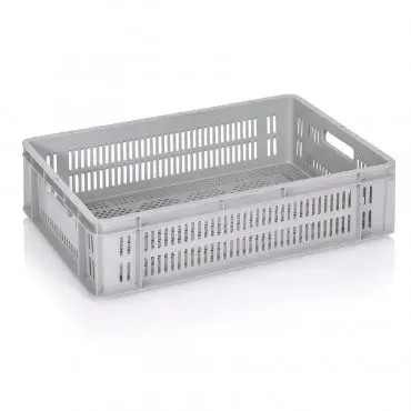 Lada Transport Euroline 600 x 400 x 160 mm, Baza/Pereti Ventilati, Material PP Virgin, Gri