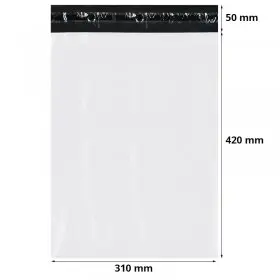 Pungi Curierat Standard A3, 310 x 420 mm, Clapeta 50 mm, Culoare Alb / Negru