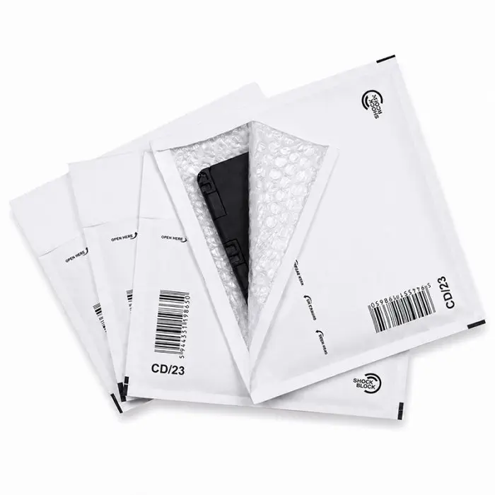 Paper Bubble Mailers, Inner Size 180 x 165 mm, Outer Size 200 x 175 mm, White, CD/DVD Type, 200 pcs / Pack