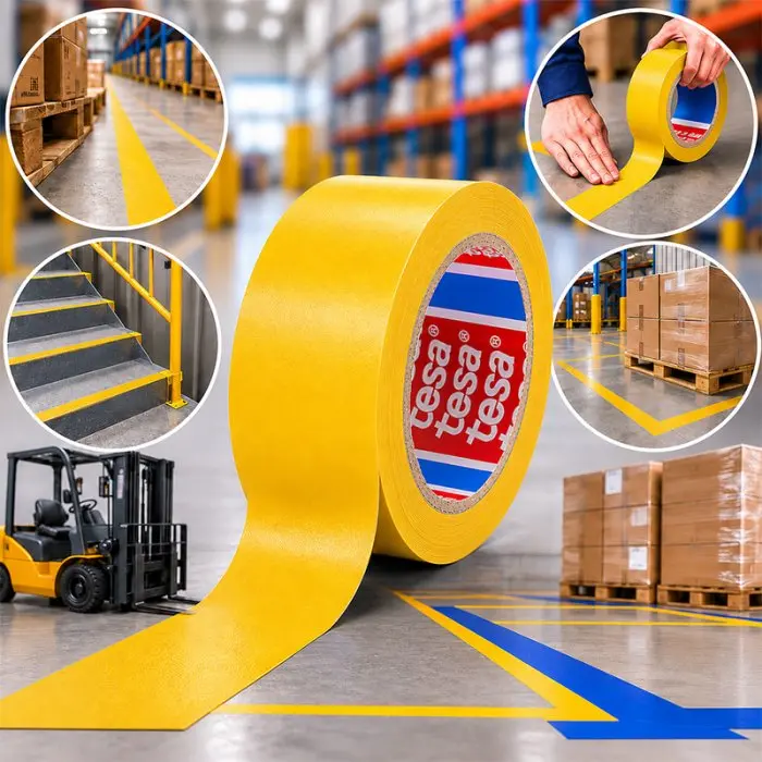 Banda Adeziva Pentru Marcare TESA 33 m x 50 mm, Culoare Galben-Benzi Adezive Si Adezivi