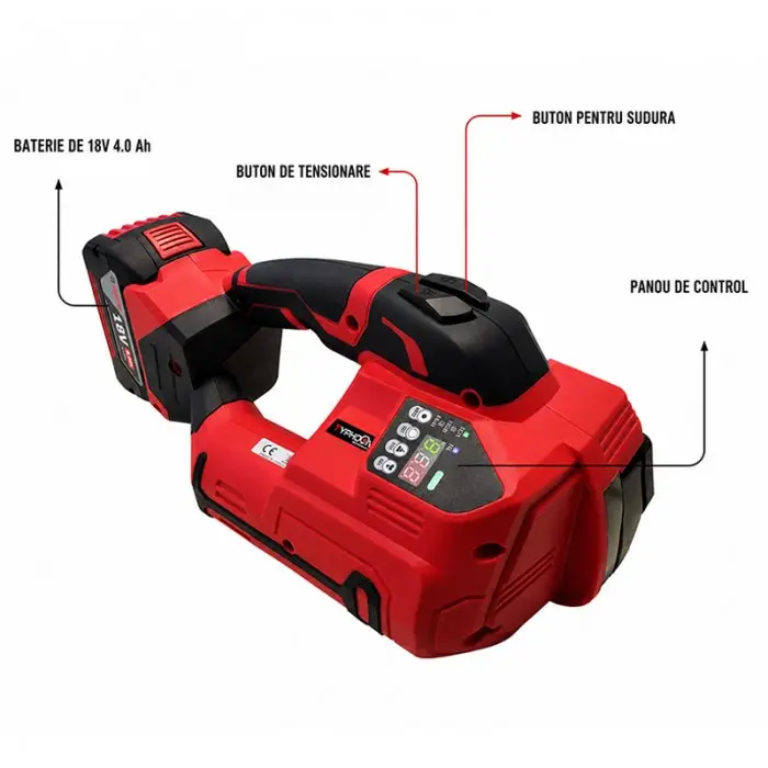 Aparat De Legat Banda PP/PET Typhoon Cu Acumulator-Folie Stretch, Legare Si Paletizare