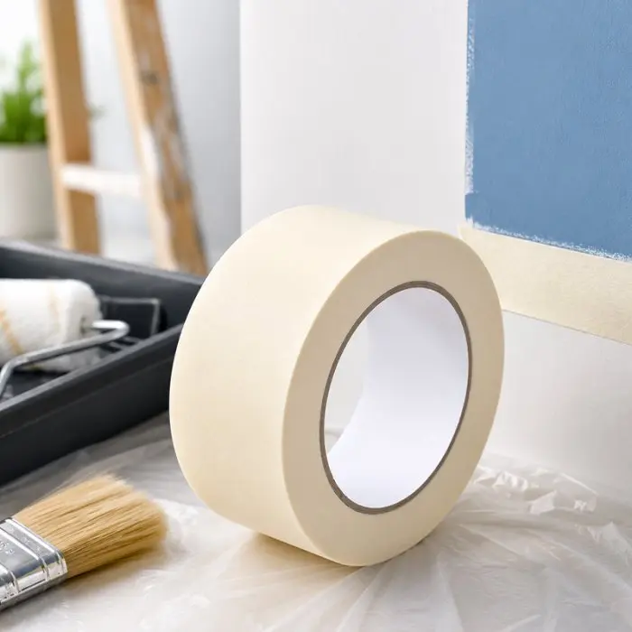 Banda Adeziva Mascare Lungime 45 m, Latime 48 mm, Temp Max °C 50, Material Hartie, Culoare Alb-Benzi Adezive Din Hartie