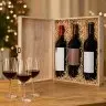 Cutie Din Lemn Pentru 3 Sticle De Vin Lungime 335 mm, Latime 270 mm, Inaltime 95 mm, Capac Cu balamale, Material Lemn, Culoar...