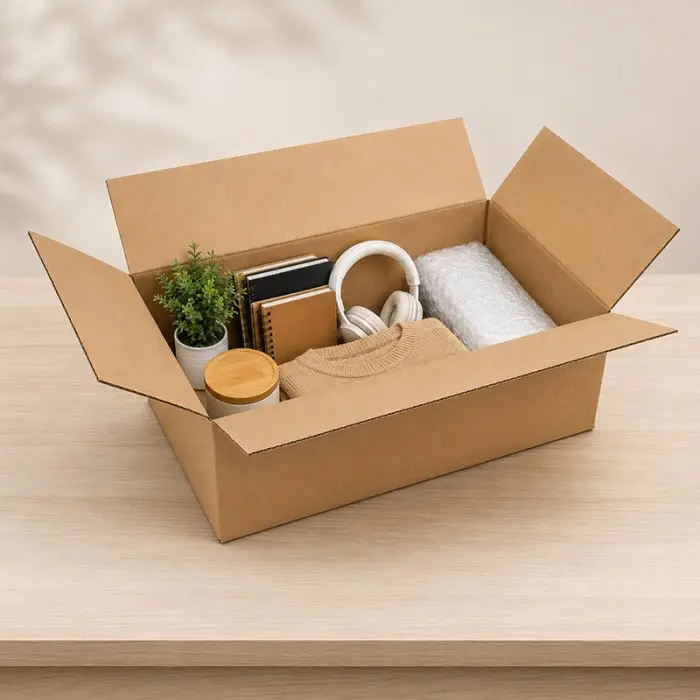 Cutii Carton Ondulat CO5, 400 mm x 300 mm x 150 mm, Natur, Buc / Pachet 10-Cutii Standard Din Carton