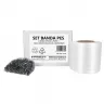 Set Banda PES 13 mm, 375 KGF, 250 m, Cutie Dispenser cu Derulare + 100 Cleme Fosfatate-Banda PES