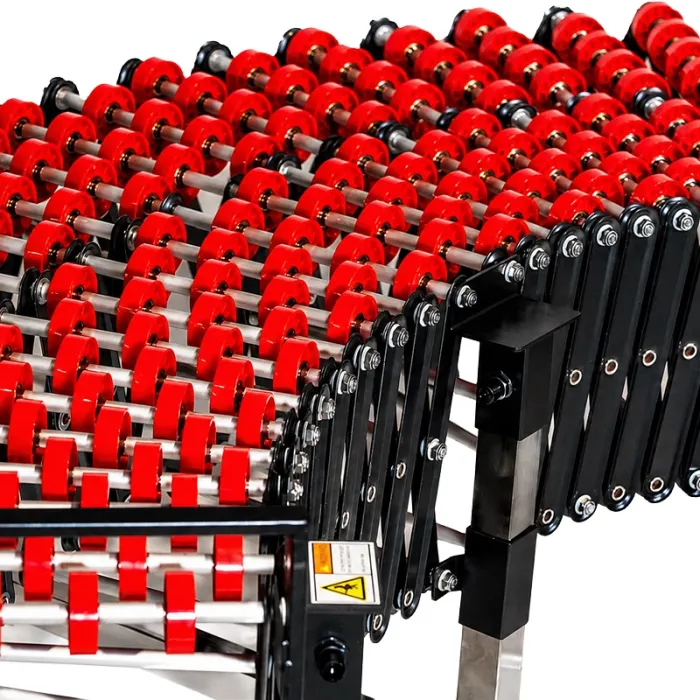Folding Roller Conveyor with Wheels, Variable Length 1200-4500 mm, Width 500 mm