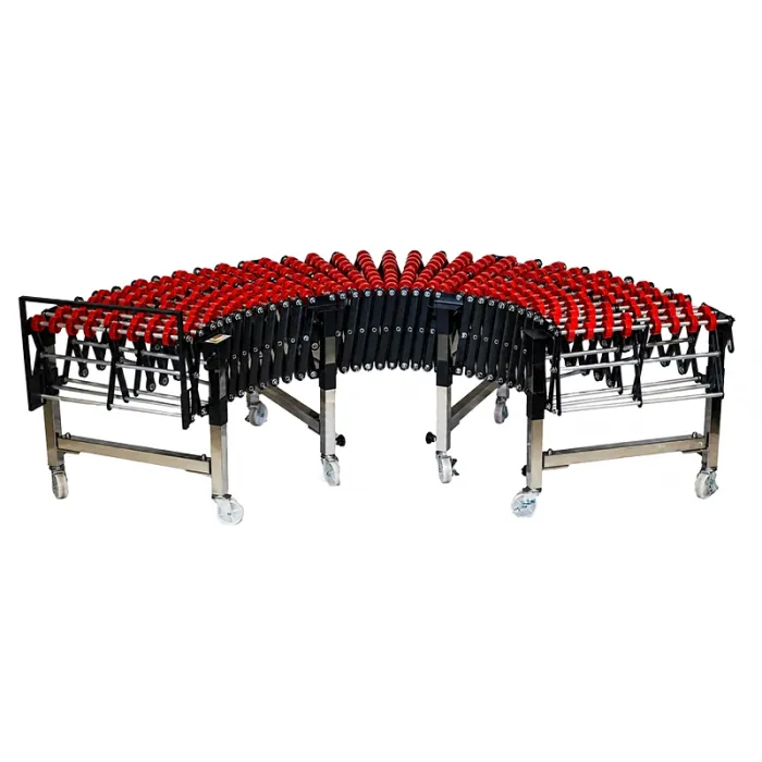 Folding Roller Conveyor with Wheels, Variable Length 1200-4500 mm, Width 500 mm