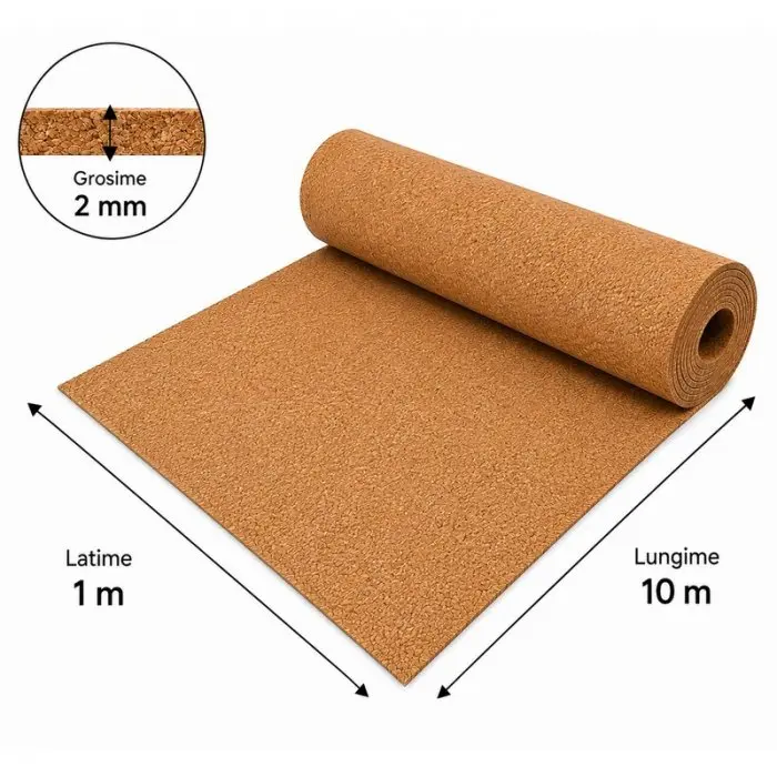 Izolator Pluta Naturala ECO, 10 m²/rola Lungime 10 m, Latime 1 m, Grosime 2 mm, Culoare Maro-Ambalaje Ecologice
