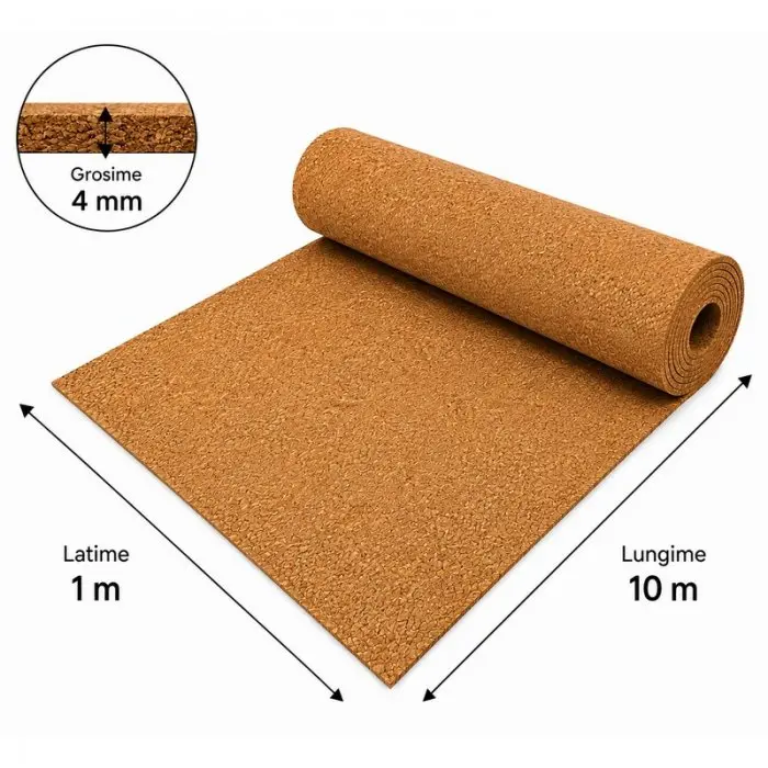 Izolator Pluta Naturala ECO, 10 m²/rola Lungime 10 m, Latime 1 m, Grosime 4 mm, Culoare Maro-Ambalaje Ecologice