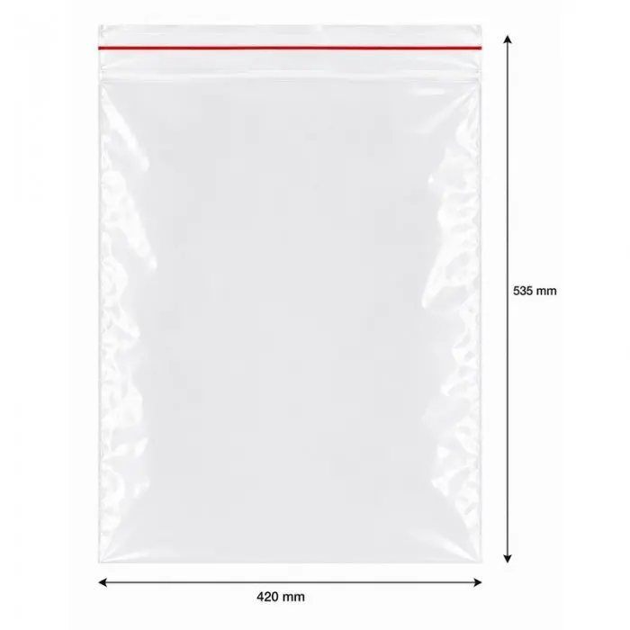 Ziplock Zipper Bags, Standard, 420 x 535 mm, 50 microns, pcs / Pack of 100