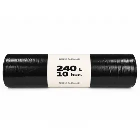 Saci Menajeri Din LDPE Reciclat Tip Sac Gros, Litri 240, Grosime 30 my, Dimensiuni 1100 x 1250 mm, Culoare Negru, Saci/Rola 1...