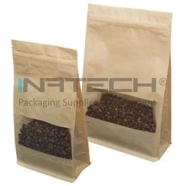 Kraft Bags with Window and Zip Closure