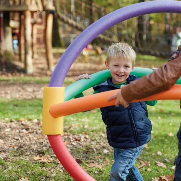 Conector Spuma 2 Gauri Lungime 140 mm, Diametru 62 mm, Grosime 19 mm, Conector 2 Orificii, Culoare Galben-Sport Si Agrement