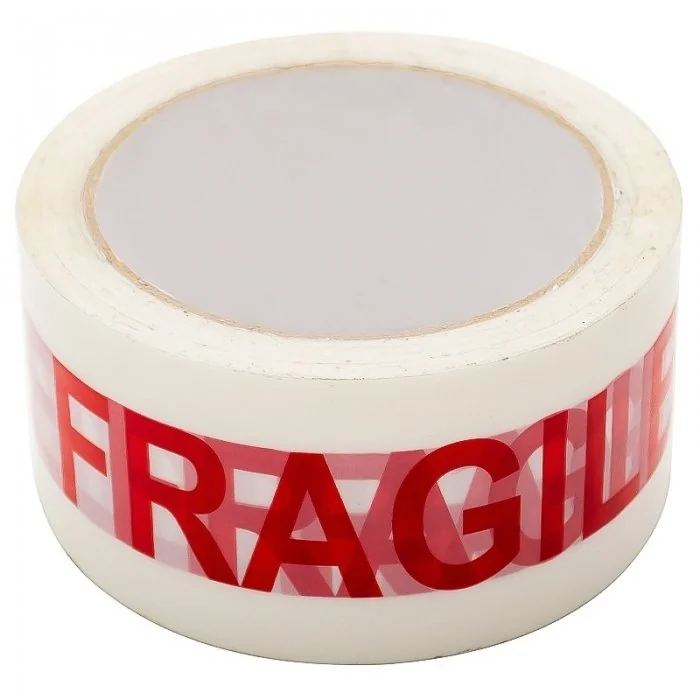 Banda Adeziva FRAGIL Lungime 60 m, Latime 48 mm, Culoare Rosu / Alb, Silentios Da-Benzi Adezive Pentru Ambalare