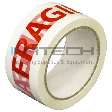 FRAGILE Adhesive Tape Length 60 m, Width 48 mm, Color Red / White, Quiet Yes