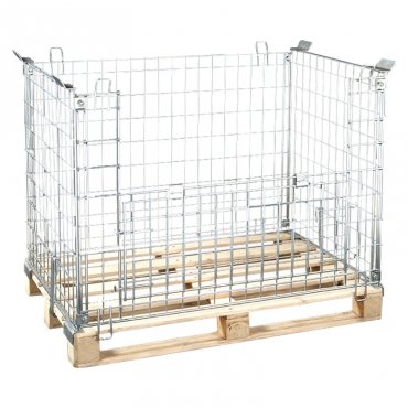 Boxpaleti Metalici Cu Fixare Pe Europalet 1200 x 800 x 1000 mm Lungime 1200 mm, Latime 800 mm, Inaltime 1000 mm, Greutate 31 kg, Stivuibil DA, Incarcare optima 800 kg, Pliabil DA