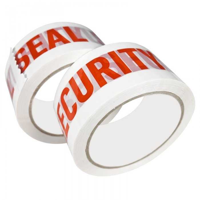 Banda Adeziva Personalizata SECURITY SEAL, 48 mm x 60 m Lungime 60 m, Latime 48 mm, Culoare Rosu / Alb, Silentios Da-Benzi Ad...
