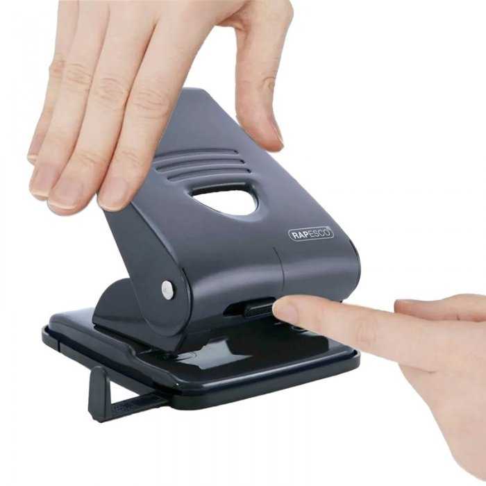 Perforator metalic Rapesco, 40 coli, negru Perforeaza pana la 40 de coli, Numar perforatii 2, Culoare Negru-Perforatoare