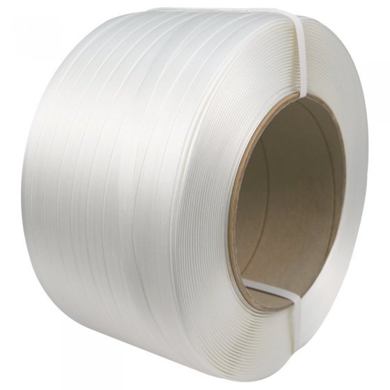 Banda PES Netesuta Compozit, Alb, 19 mm x 650 m, 600 kg, Tub 200 mm