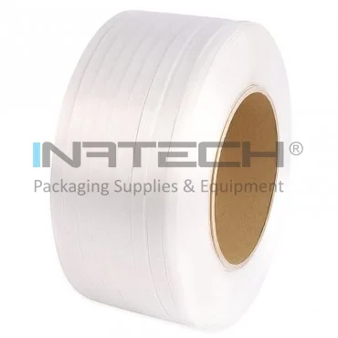 PP Pallet Strapping, Length 2500 m, Width 12 mm, Automatic Use, Thickness 0.70 mm, White, Core Diameter 400 mm